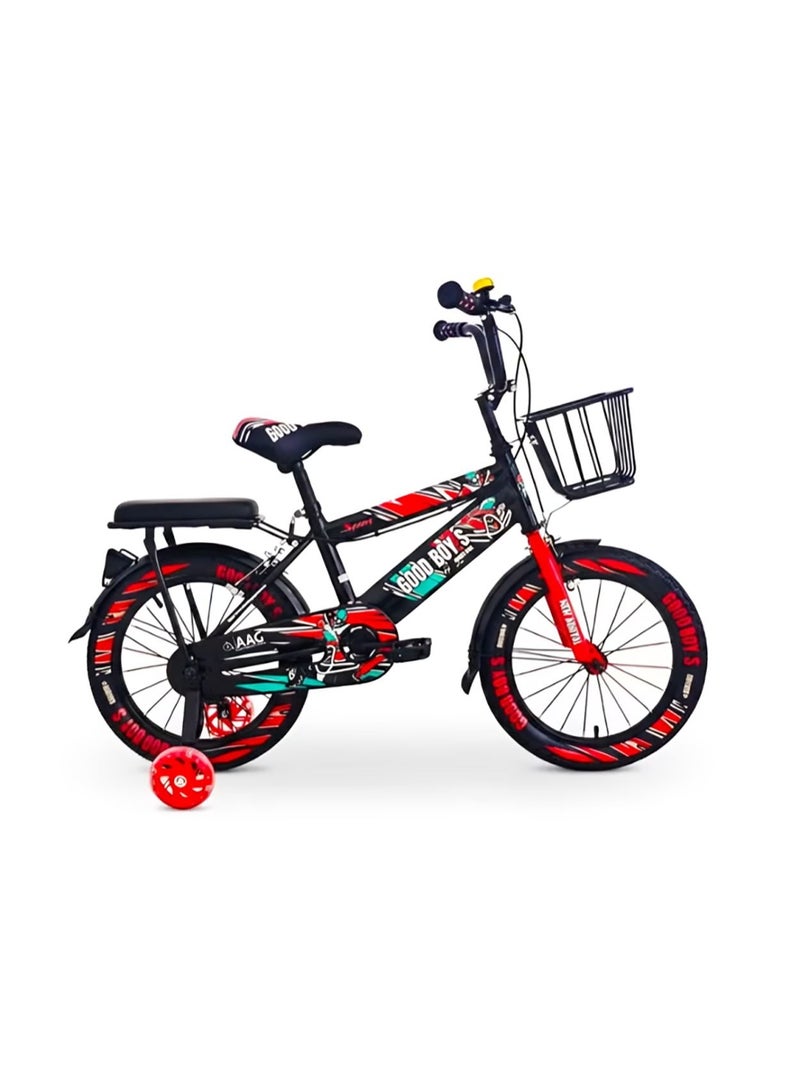 Good Boy Kids Bike, 12 Inches wheels size Children Bikes for Boys Girls Age 3-8 Years w/Training Wheels, Handbrake, Coaster Brake & Removable Basket, Kids Bicycle of Red color